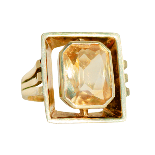Bague 53 Vintage - Bague en or jaune 14 carats avec citrin 58 Facettes HJ250136