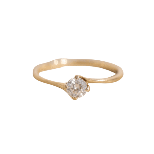 Bague 59 Solitaire - Bague en or jaune 14K avec diamant 58 Facettes HJ250118