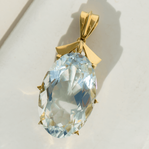 Pendentif Pendentif vintage en or jaune 14K avec aquamarine 40 ct 58 Facettes 3229-34