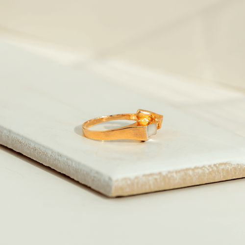 Bague 56 Lapponia Jewelry - Bague vintage sculpturale en or jaune 14 ct et platine 58 Facettes