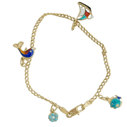 Bracelet Honey Jewelry - Bracelet poissons en or jaune 14K 58 Facettes 3138