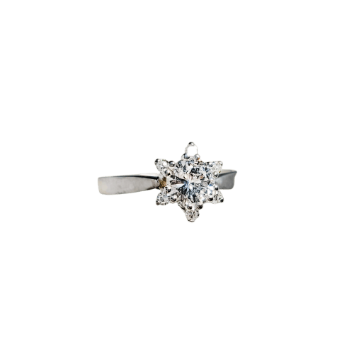 Bague 56 Bague solitaire en or blanc 585 avec diamant 58 Facettes 3026