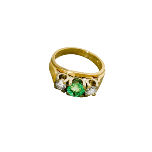 Bague 55.5 Bague en or jaune 14 carats avec diamants et émeraude 58 Facettes 2700