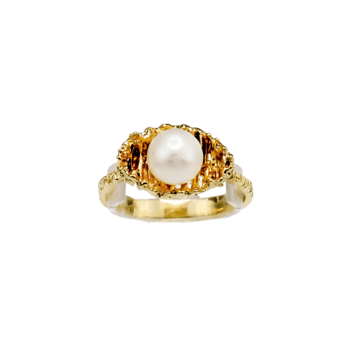Bague 55 Bague en or 14 carats avec perle 58 Facettes 2650