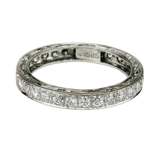 Bague 53 Vollmemory-Ring en or blanc 14K diamants 58 Facettes 2497
