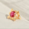 Bague 54.5 Cocktailring vintage - Bague en or jaune 14 carats avec rubis synthétique 58 Facettes 2353