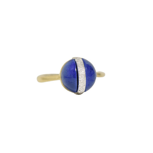 Bague 55 Vintage - Bague en or jaune 14 carats avec lapis et diamants 58 Facettes 2372