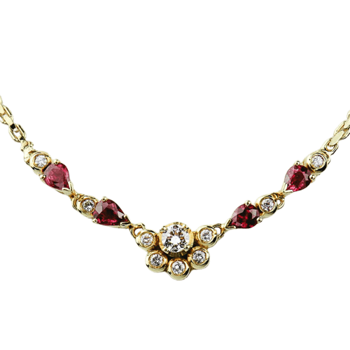 Collier Collier vintage en or jaune 18 carats rubis et diamants 58 Facettes 2065
