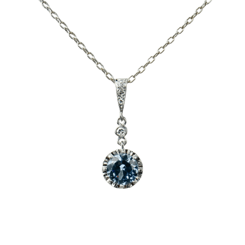 Collier Collier en or blanc avec aigue-marine et diamants 58 Facettes 2139