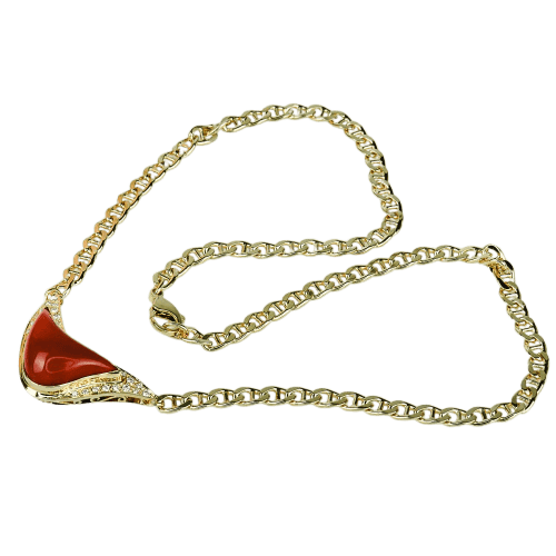 Collier Collier en or jaune, corail et diamants 58 Facettes 1851