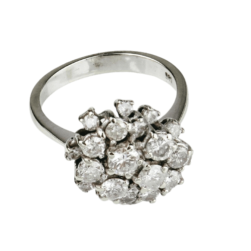 585 white gold ring with 20 brilliant-cut diamonds 