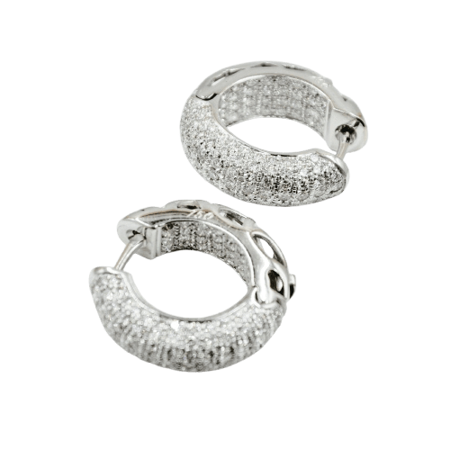 Boucles d'oreilles Créoles en or blanc 18 carats et diamants 58 Facettes 881