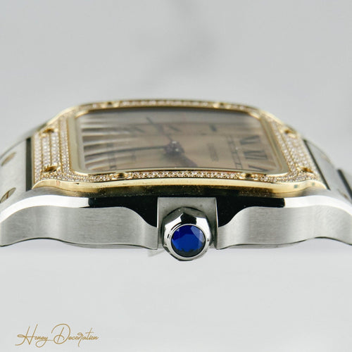 Montre Cartier Santos - Montre unisexe en or jaune 18K et acier, diamants 58 Facettes 2504