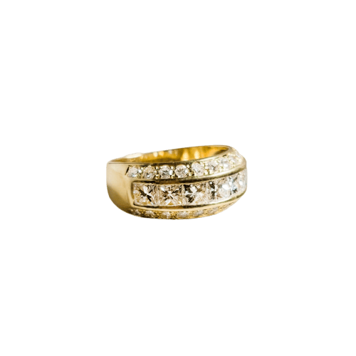 Bague 52.5 Bague en or jaune 18 carats aux diamants 58 Facettes 2974