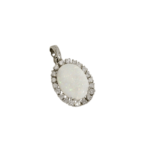 Pendentif Pendentif - Opale en platine et diamants 58 Facettes 2842