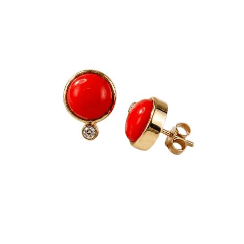 Boucles d'oreilles Honey Jewelry - Boucles d’oreilles corail en or jaune 14 carats 58 Facettes 2660