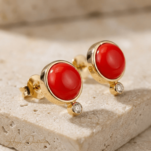 Boucles d'oreilles Honey Jewelry - Boucles d’oreilles corail en or jaune 14 carats 58 Facettes 2660