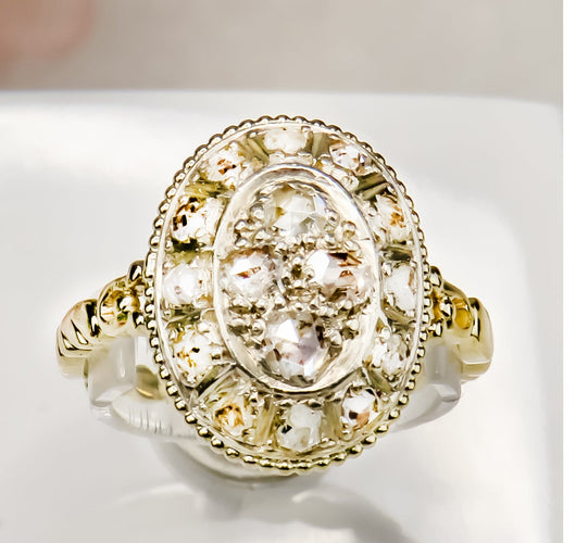 Bague 55 Art Déco - Bague diamants taille ancienne en or jaune 14 carats 58 Facettes 2641