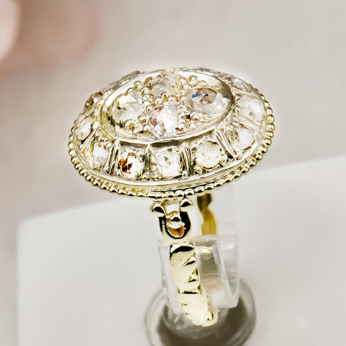 Bague 55 Art Déco - Bague diamants taille ancienne en or jaune 14 carats 58 Facettes 2641