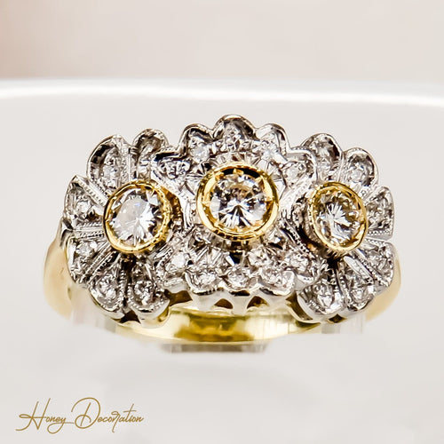 Bague 52.5 Art Déco - Bague en or blanc avec brillants 58 Facettes 2601