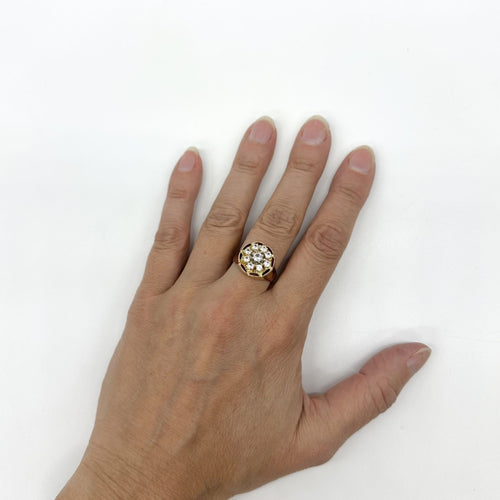 Bague 57 Bague chou or rose et pierres synthétiques 58 Facettes Z1351777