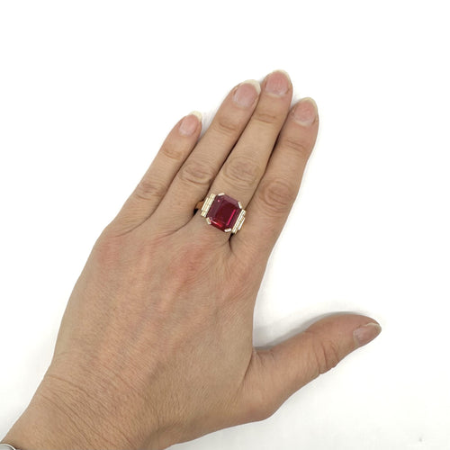 Bague 61 Bague en or jaune et corindon synthétique 58 Facettes Z1351783