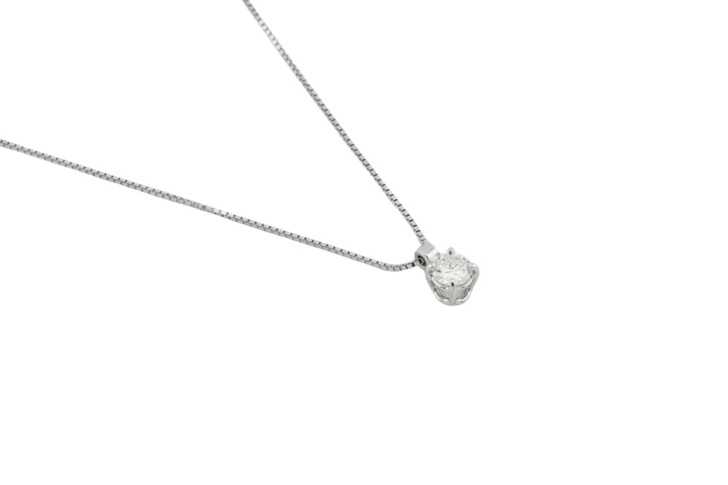 Collier Collier solitaire en or blanc et diamant 58 Facettes col240