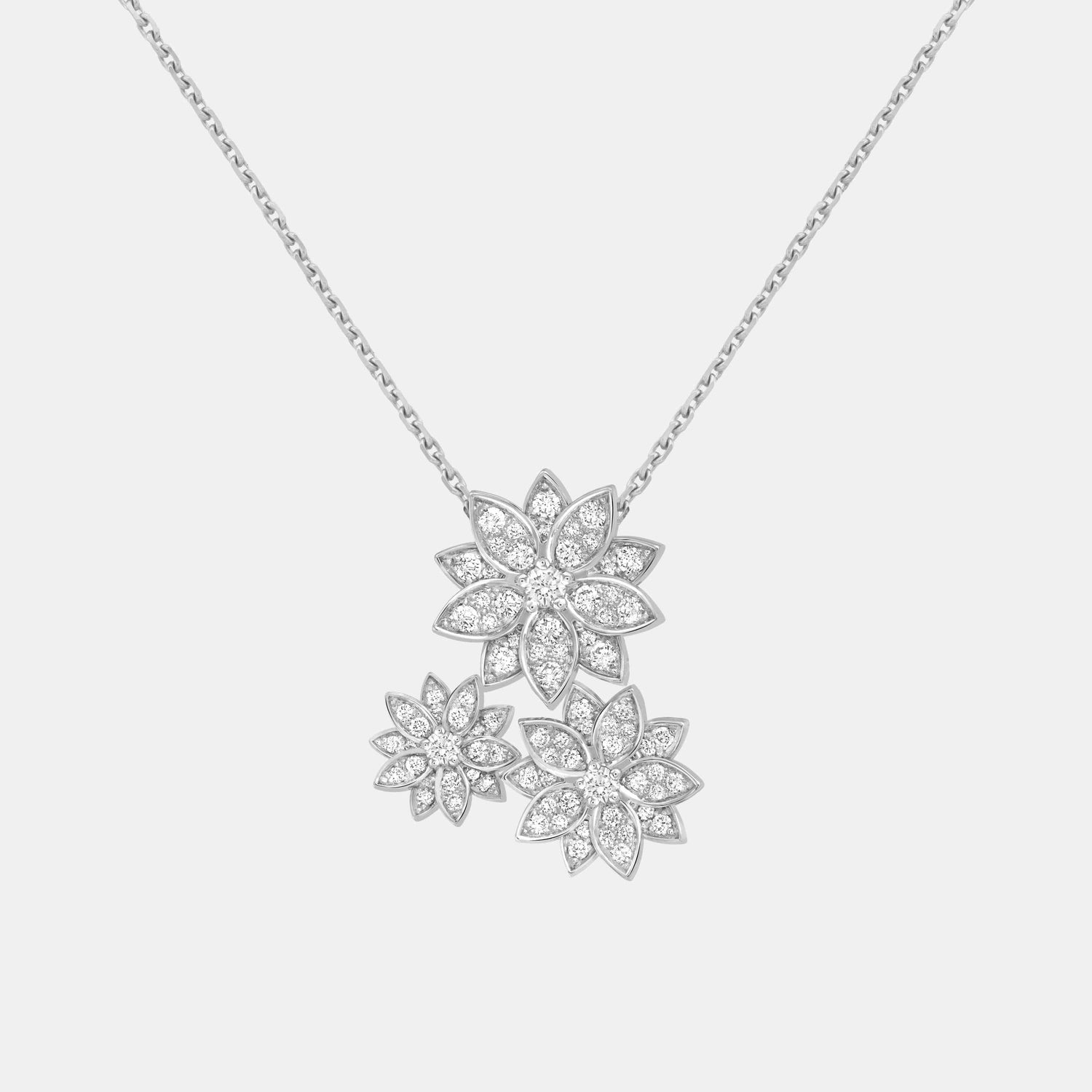 Collier Lotus Or blanc Diamant 0.72ct