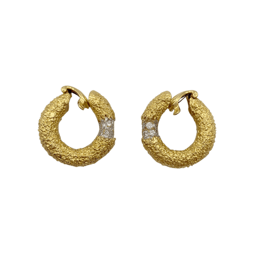 Boucles d'oreilles M. Gérard - Boucles d’oreilles créoles en or jaune et diamants 58 Facettes 32228