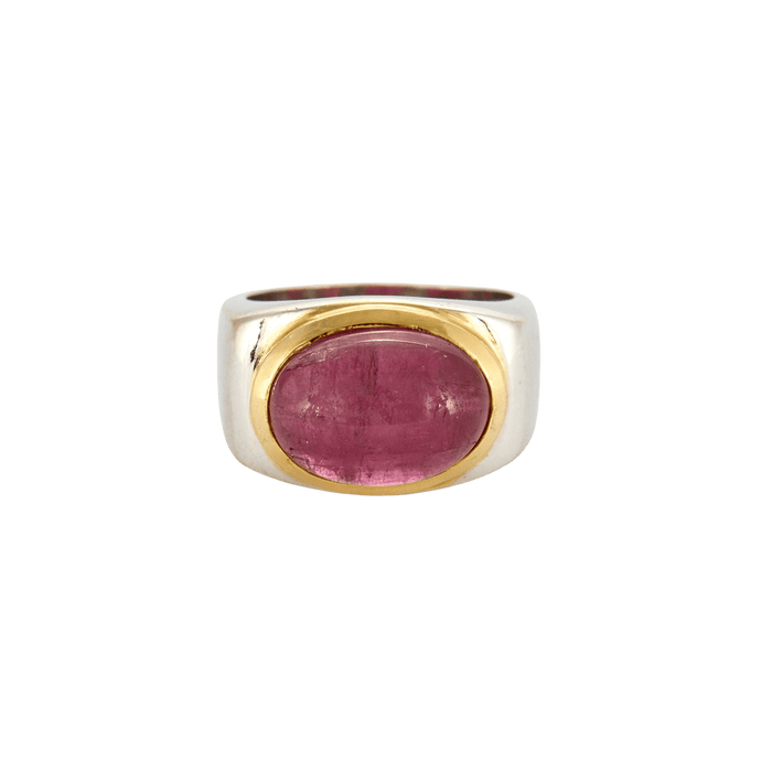 Anillo de turmalina rosa en oro amarillo y blanco