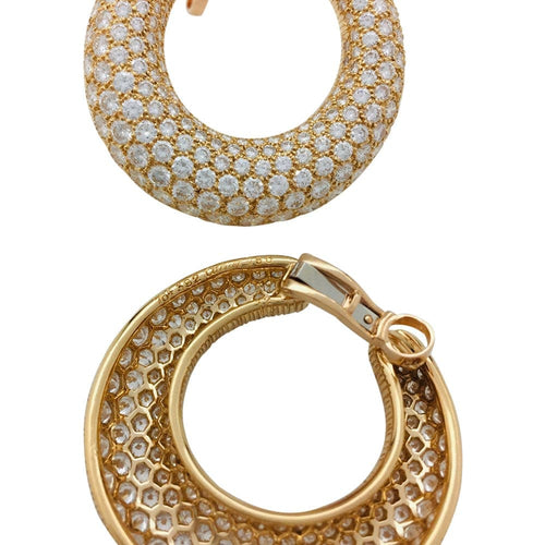 Boucles d'oreilles Cartier - Boucles d’oreilles créoles en or jaune 750 et diamants 58 Facettes 29012