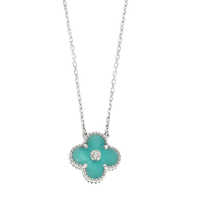 Collier VAN CLEEF & ARPELS - Vintage Alhambra -  Rare Holiday Pendant 2022 - Collier or blanc, diamant et porcelaine de Sèvres 58 Facettes DV0830-8