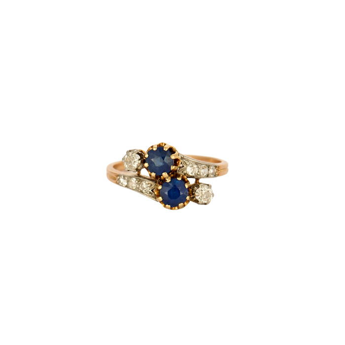 Pink gold and white sapphire ring