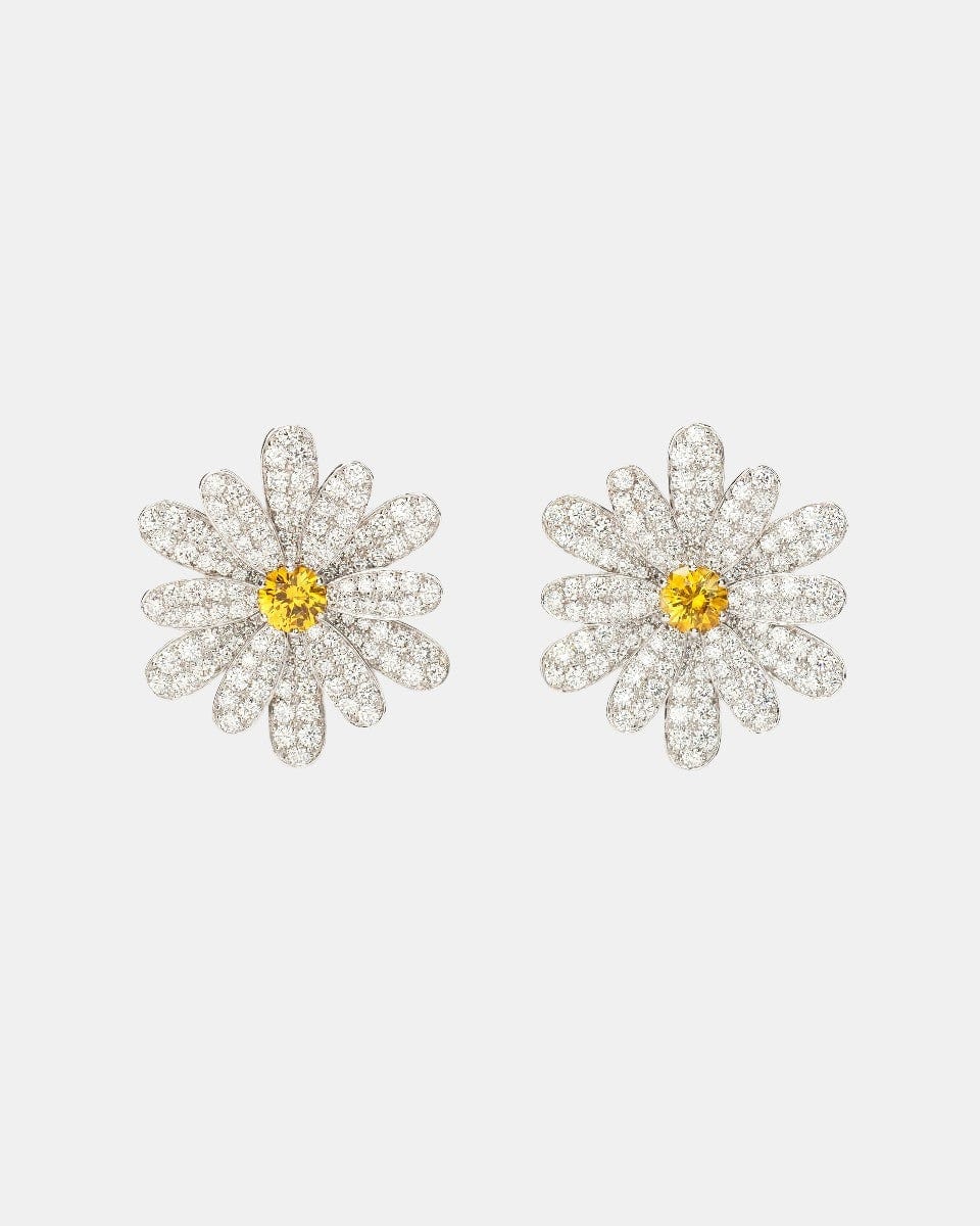 Boucles d'oreilles Flower Poiray Or blanc Saphir 1.7ct