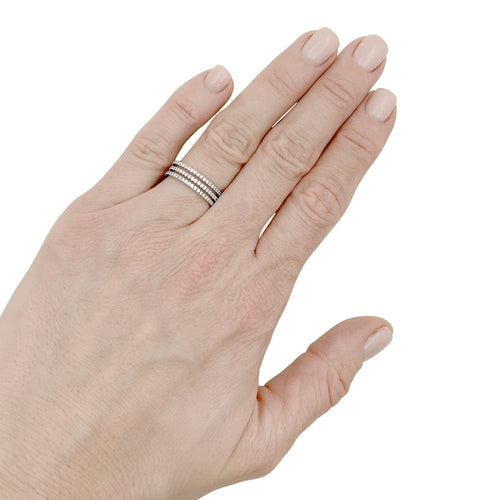 Bague 50 Messika Gatsby - Bague 3 rangs en or blanc et diamants 58 Facettes 35330