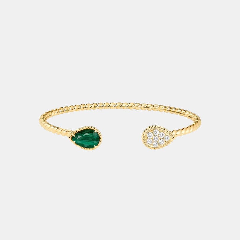 Bracelet Serpent Bohème Or jaune Malachite, 2 S Motifs, 1.9ct