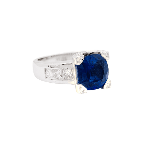 Bague 53 Bague en or blanc 750 sertie d’un saphir et diamants 58 Facettes 34263