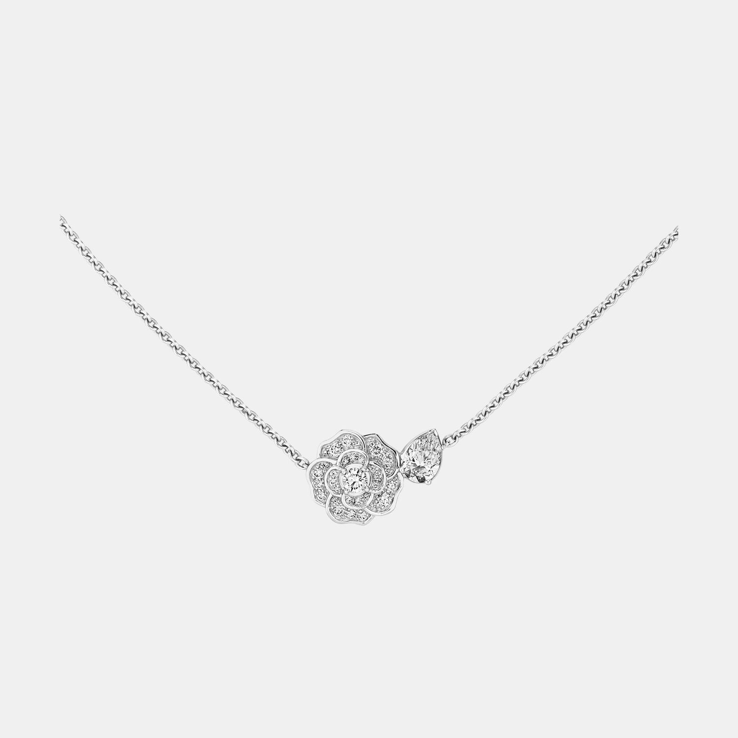 Collier Camélia Or blanc Diamant