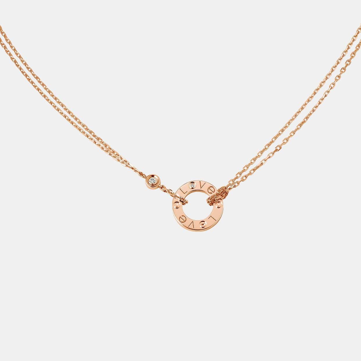 Collier Love Or rose 2 Diamants