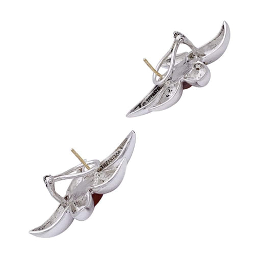 Boucles d'oreilles Tiffany & Co. - Parure clips d’oreilles et broche en or jaune, argent et corail 58 Facettes 33458