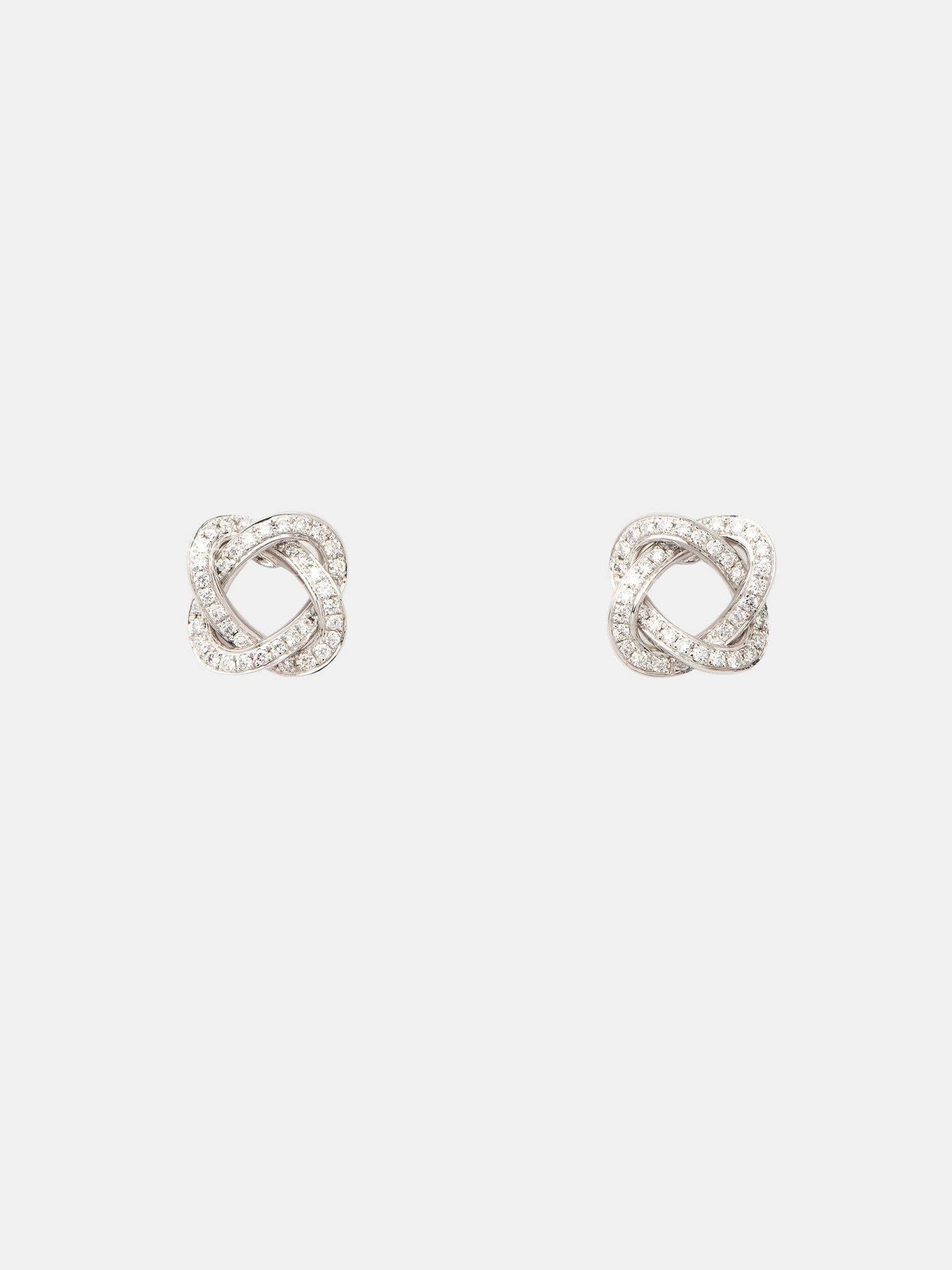 Boucles d'oreilles Tresse Or blanc Diamant 0.2ct