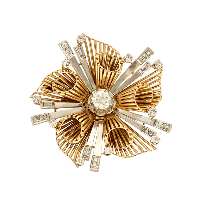 Broche Broche Rayonnante Or Deux Tons Diamants 58 Facettes GU108