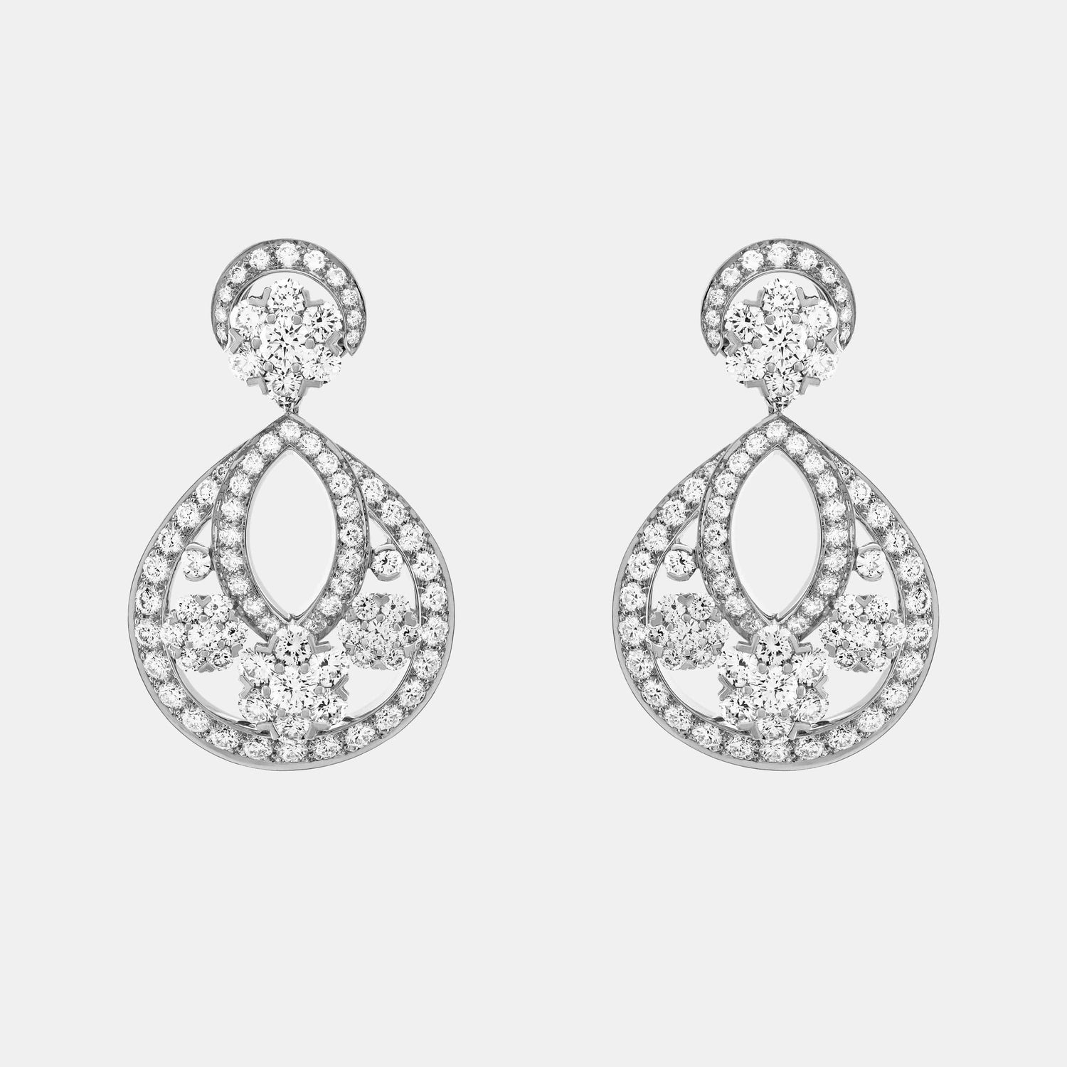 Boucles d'oreilles Snowflake Platine Diamant 6.71ct