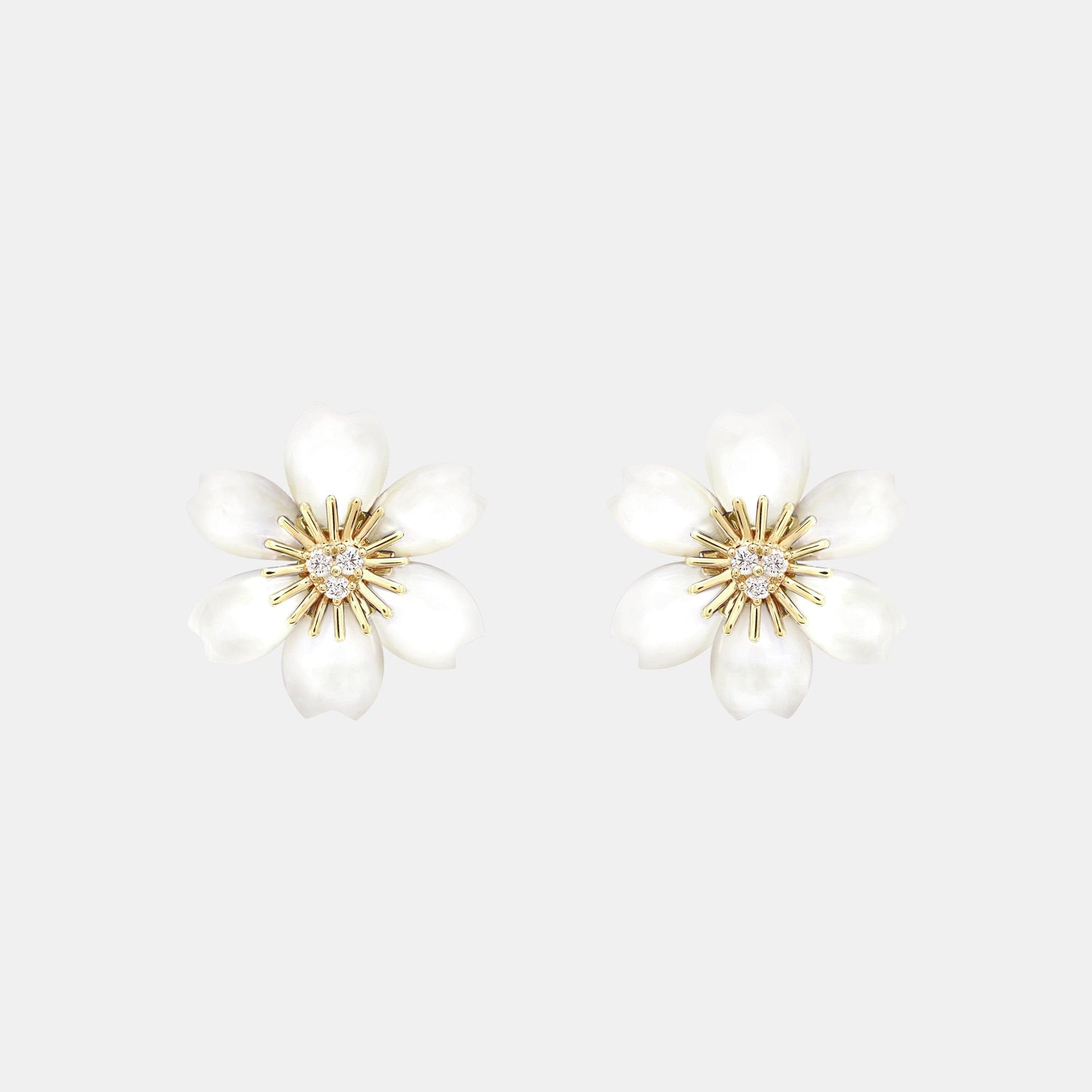 Boucles d'oreilles Rose de Noël Or jaune Diamant 0.22ct