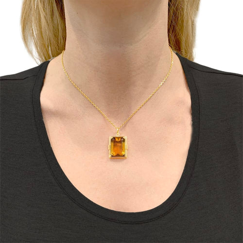 Pendentif Pendentif rectangulaire en or jaune 18K et citrine 58 Facettes 35285