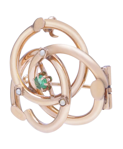 Broche Trilogie - Broche en or rose 18K avec péridot et perles 58 Facettes BO210340/TRILOGIE