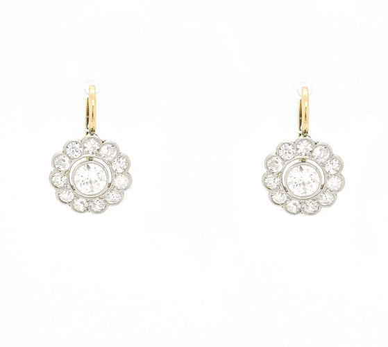Boucles d'oreilles Boucles d’oreilles - Or blanc 18 ct et diamants taille brillant 58 Facettes 13043