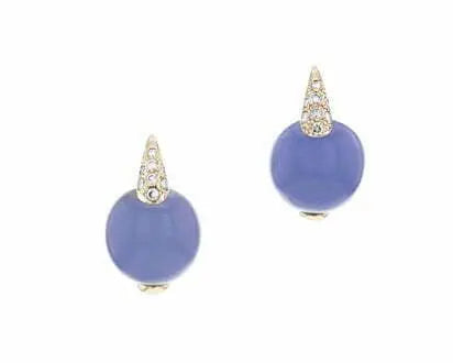 Boucles d'oreilles Pomellato Luna - Boucles d’oreilles en or blanc 18 kt, diamants et calcédoine 58 Facettes 5936