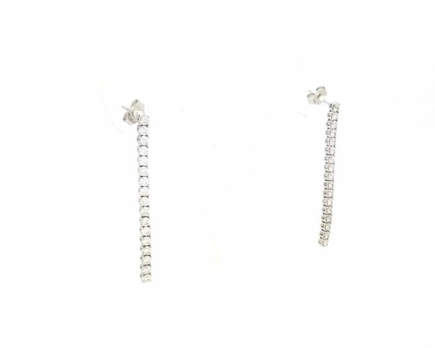 Boucles d'oreilles Re Carlo - Boucles d’oreilles tennis pendantes en or blanc 18 ct et diamants 58 Facettes 5853