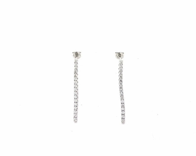 Boucles d'oreilles Re Carlo - Boucles d’oreilles tennis pendantes en or blanc 18 ct et diamants 58 Facettes 5853